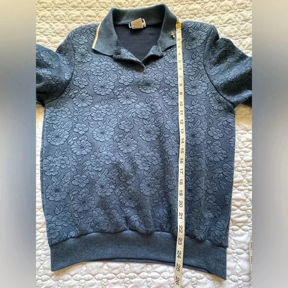 Vintage Cape Cod Sportswear Blue Floral Long Sleeve Collared Sweater Size Small - Picture 8 of 12